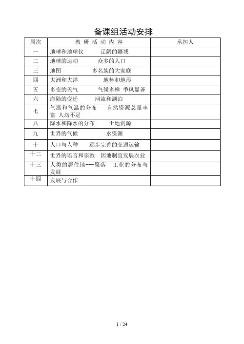 中学地理组集体备课记录