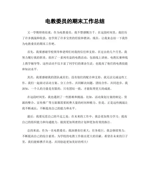 电教委员的期末工作总结