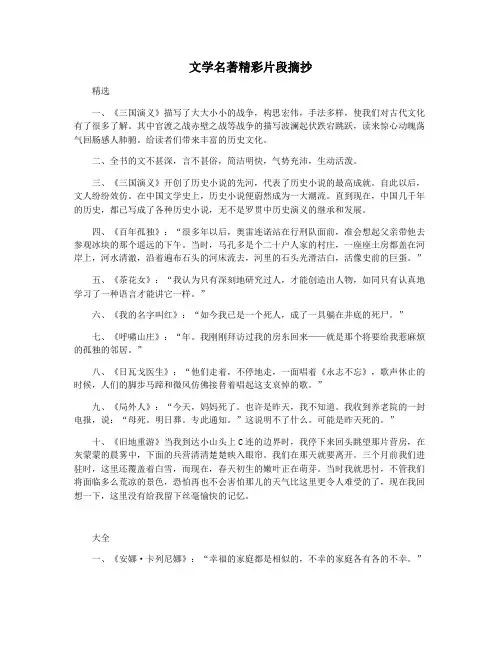 文学名著精彩片段摘抄