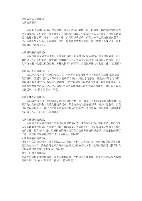 少先队大队干部职责