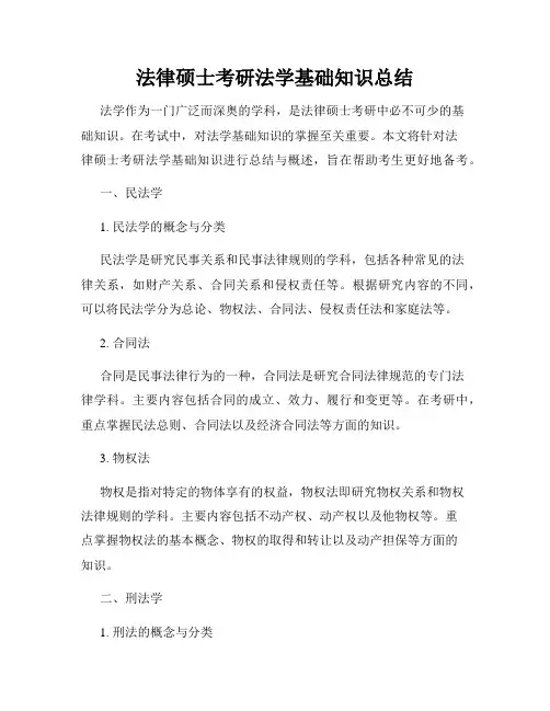 法律硕士考研法学基础知识总结