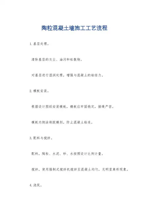 陶粒混凝土墙施工工艺流程