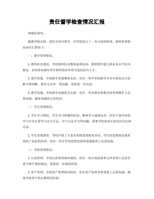 责任督学检查情况汇报