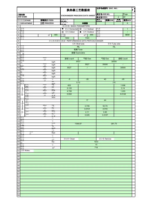 化工设备工艺数据表
