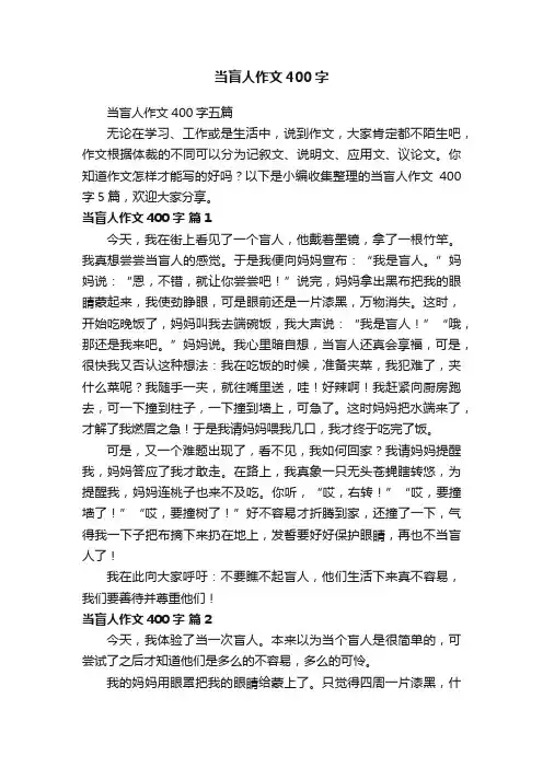 当盲人作文400字五篇
