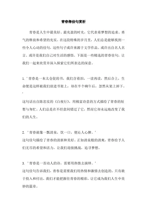 青春得佳句赏析