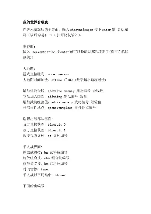 我的世界合成表