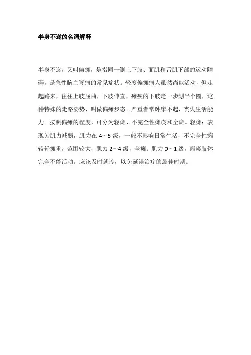 半身不遂的名词解释