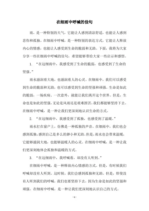 在细雨中呼喊的佳句