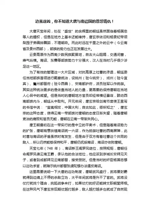 边蛮逞凶，你不知道大唐与南诏国的恩怨情仇！