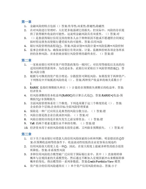 智慧树答案金融风险管理(山东联盟)知到课后答案章节测试2022年