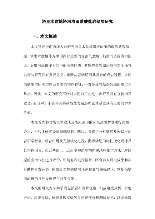 塔里木盆地塔河油田碳酸盐岩储层研究
