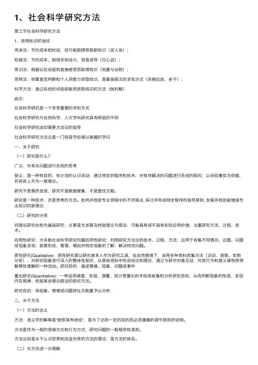 1、社会科学研究方法
