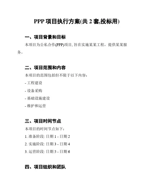PPP项目执行方案(共2套,投标用)