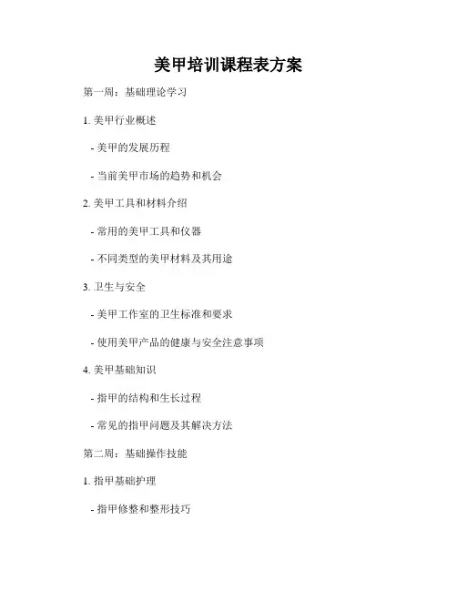 美甲培训课程表方案