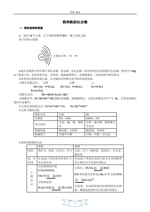 铁元素专题复习,铁及其化合物专题复习