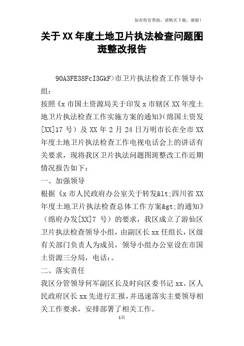 关于某年度土地卫片执法检查问题图斑整改报告