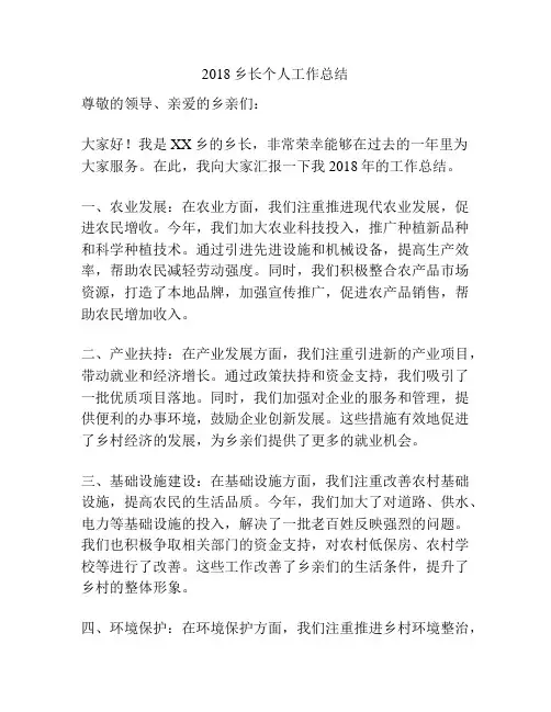 2018乡长个人工作总结