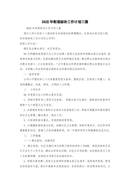 202X年街道综治工作计划三篇