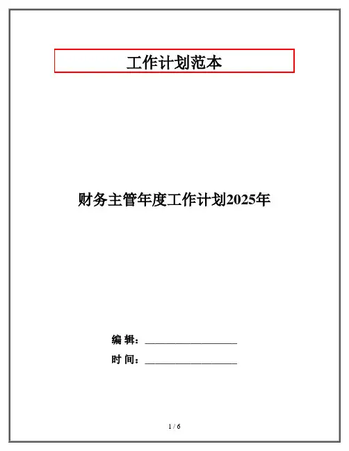 财务主管年度工作计划2025年