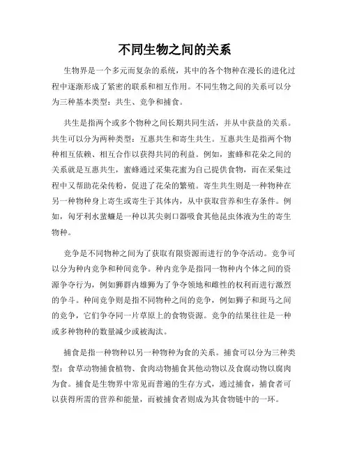 不同生物之间的关系