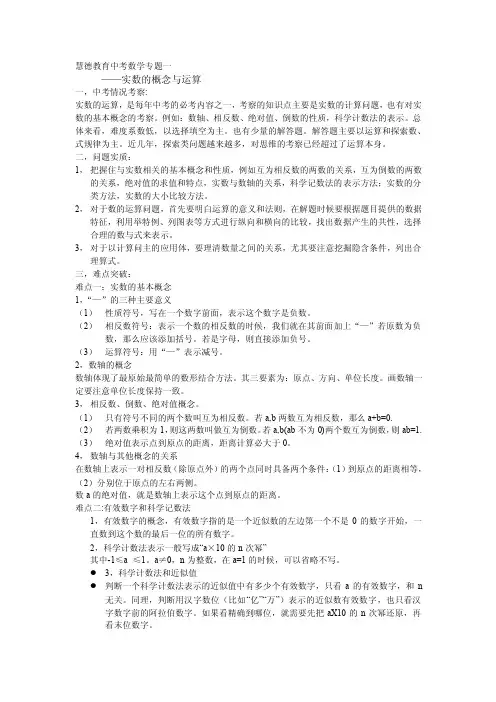 实数的概念和运算