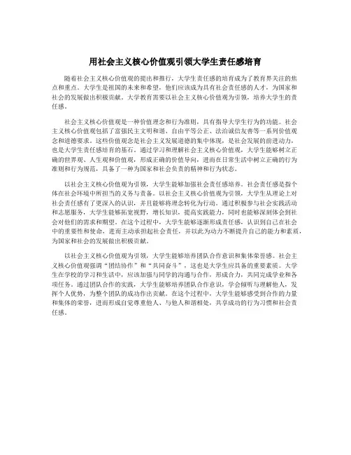 用社会主义核心价值观引领大学生责任感培育