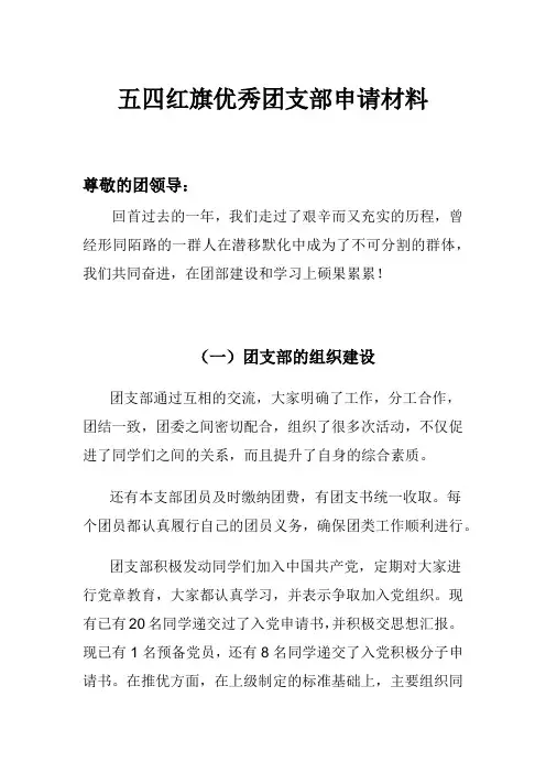 五四红旗优秀团支部申请材料