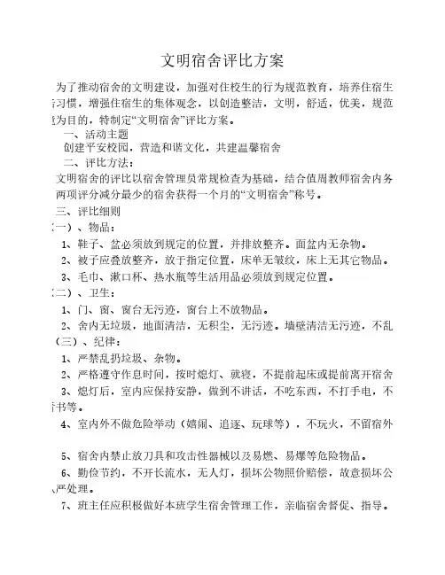 文明宿舍评比方案