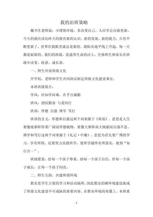 班主任治班策略