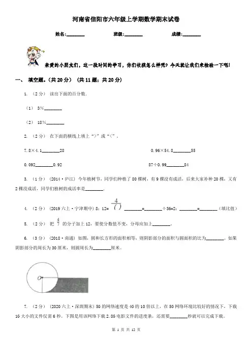 河南省信阳市六年级上学期数学期末试卷