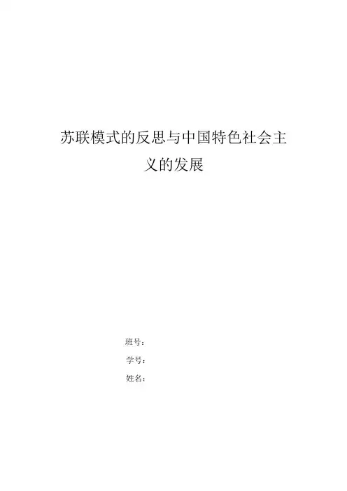 中国特色社会主义(结课论文)
