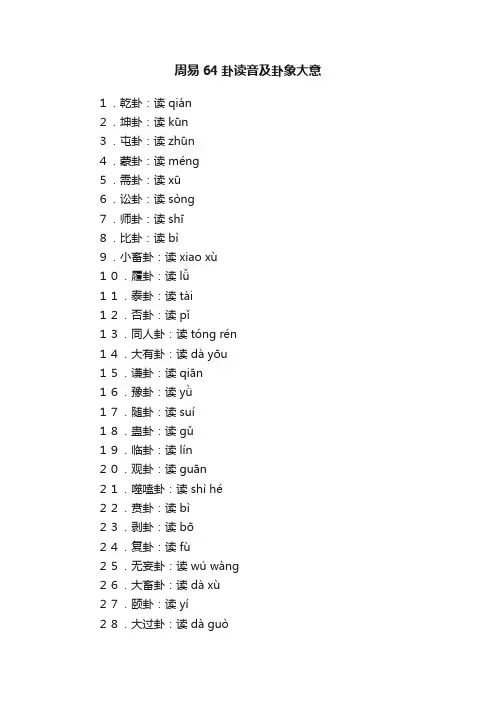 周易64卦读音及卦象大意