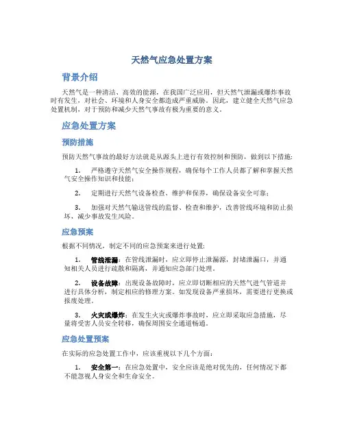天然气应急处置方案