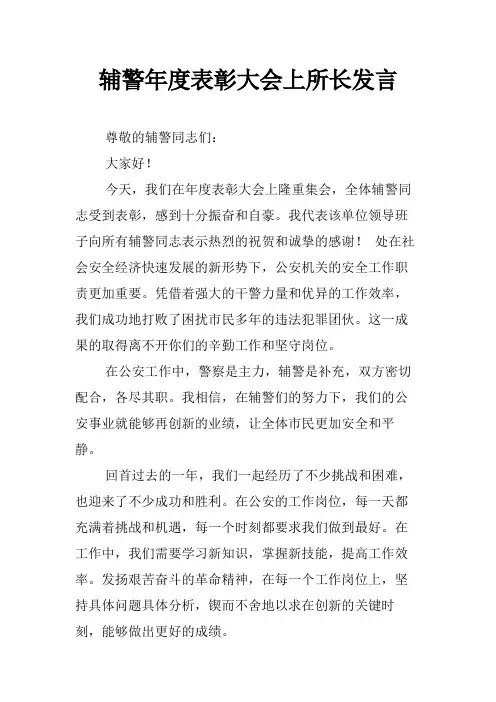 辅警年度表彰大会上所长发言
