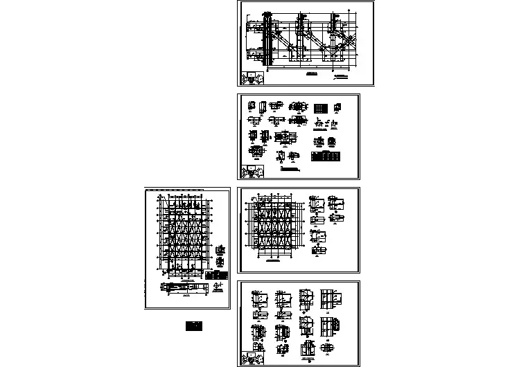 22m大跨度钢结构'K型'转换桁架 上托6层 转换层结构图纸