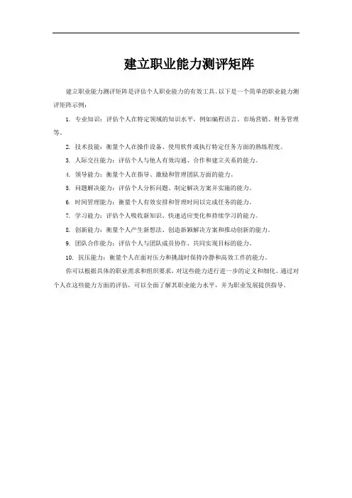 建立职业能力测评矩阵
