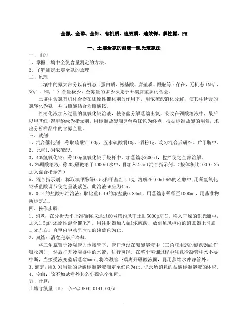 土壤指标(全氮、全磷、全钾、有机质、速效磷、速效钾、解性氮、PH)