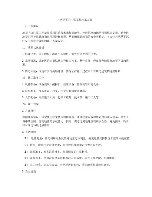 地基下沉注浆工程施工方案