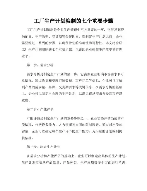 工厂生产计划编制的七个重要步骤
