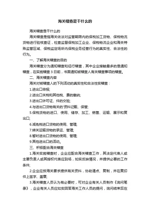海关稽查是干什么的