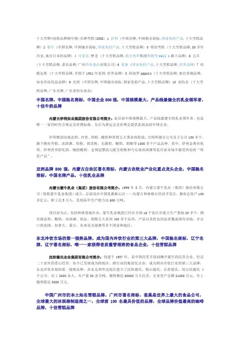 雪糕品牌介绍