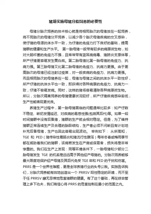 猪场实施母猪分胎饲养的必要性