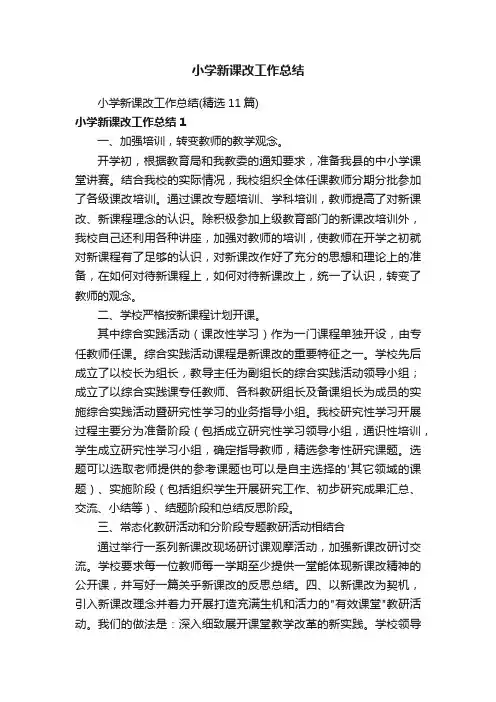 小学新课改工作总结（精选11篇）