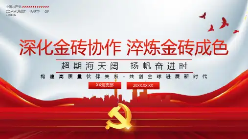 建党节党徽红色简约深化金砖合作淬炼金砖成色PPT模板