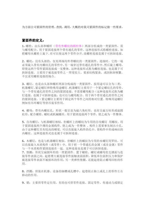 螺纹紧固件的标记