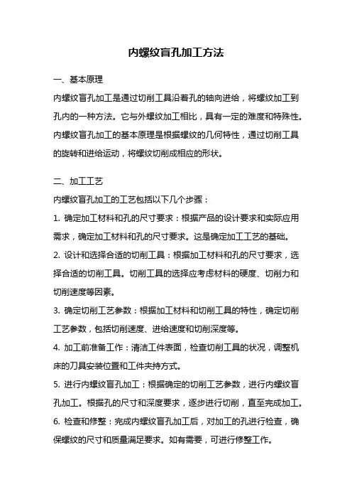 内螺纹盲孔加工方法