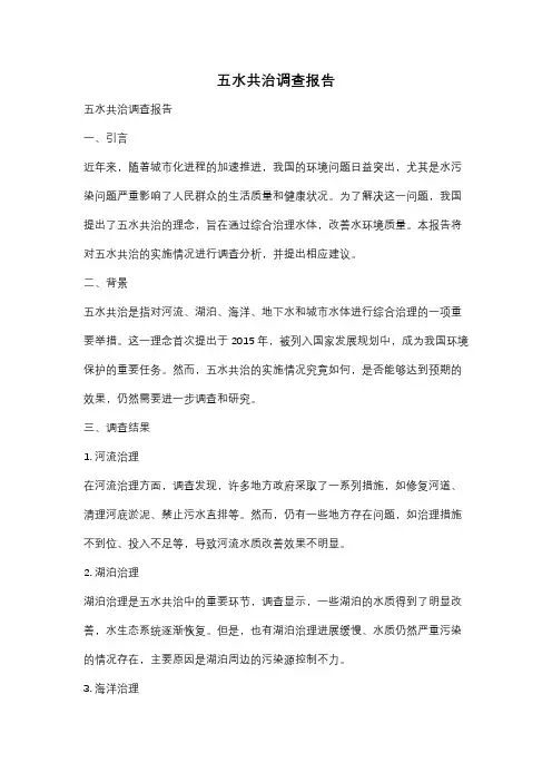 五水共治调查报告
