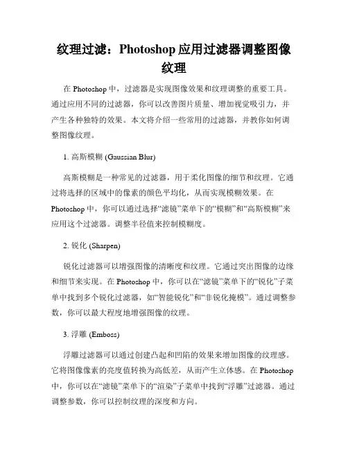 纹理过滤 Photoshop应用过滤器调整图像纹理