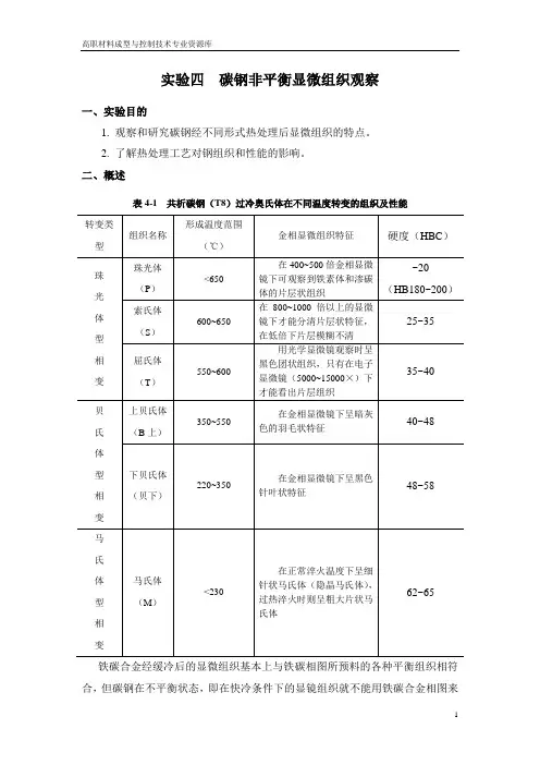 实验四钢非平衡显微组织观察.